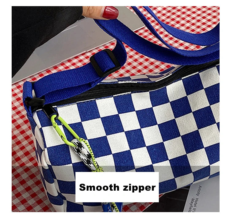Plaid Shoulder Bag for Women Handbag CrossBorder Canvas Leisure  Fashion Bag Ladies Embroidered Han Female Pocket Purse