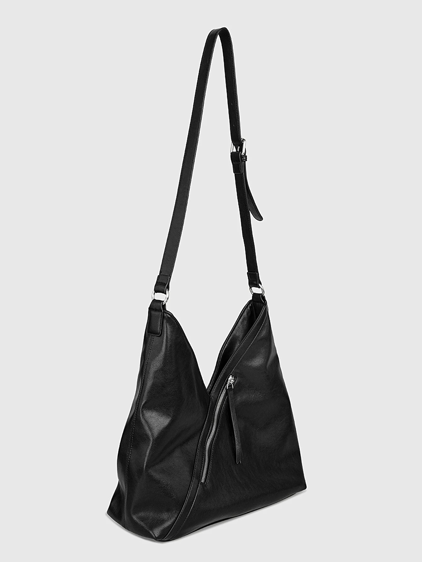 Classic Women's Large Black Shoulder Bag Fashionable High Quality Crossbody Bag Casual Soft Leather Handbag Lazy Retro Tote Bag