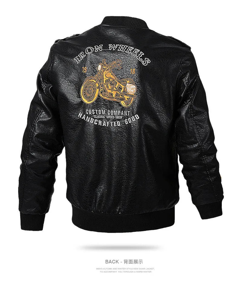 New Fashion Men Embroidered Trendy Motorcycle Leather Jackets Slim Casual PU Leather Coats High Quality Male Fit Jackets 5XL