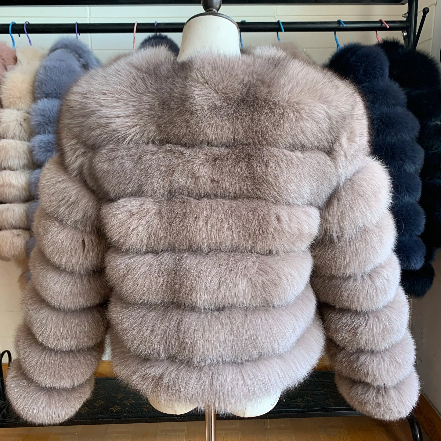 NEW Style Length Sleeves 4in1 Real Fur Coats Women Natural Real Fur Jackets Vest Winter Outerwear Women Fox Fur Coat Quality Fur