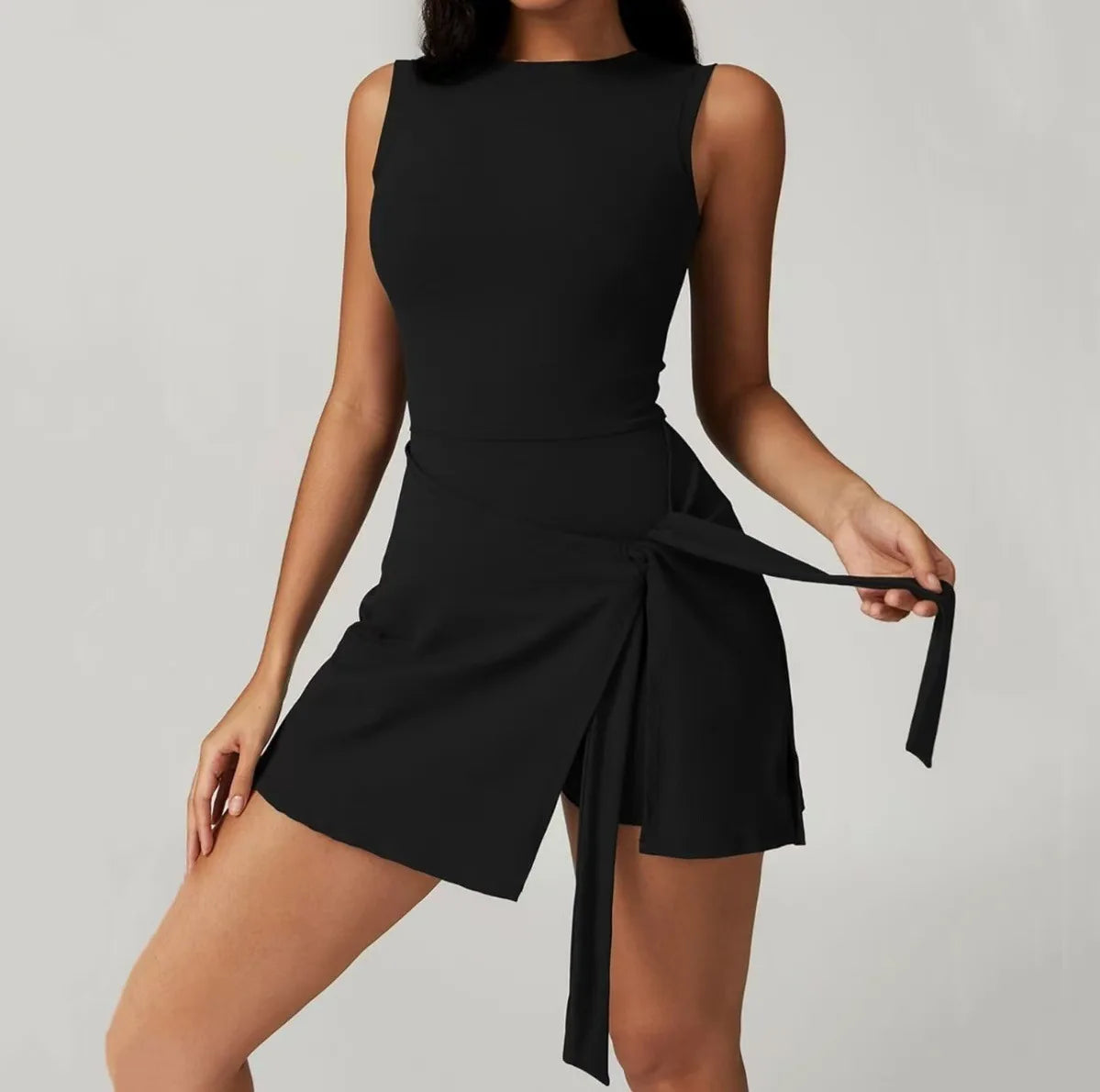 Tennis Dress for Women with Built in Shorts Womens Athletic Dresses Sleeveless Boat Neck Active Workout Skort Dress