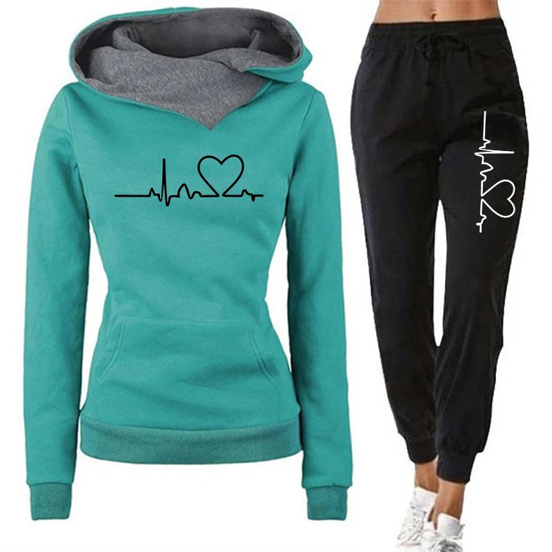 Jogging Hoodies Autumn Winter Quality Women's Tracksuit Casual Print Single Sport Pants Comfort Outdoors Daily Gym Woman Fashion