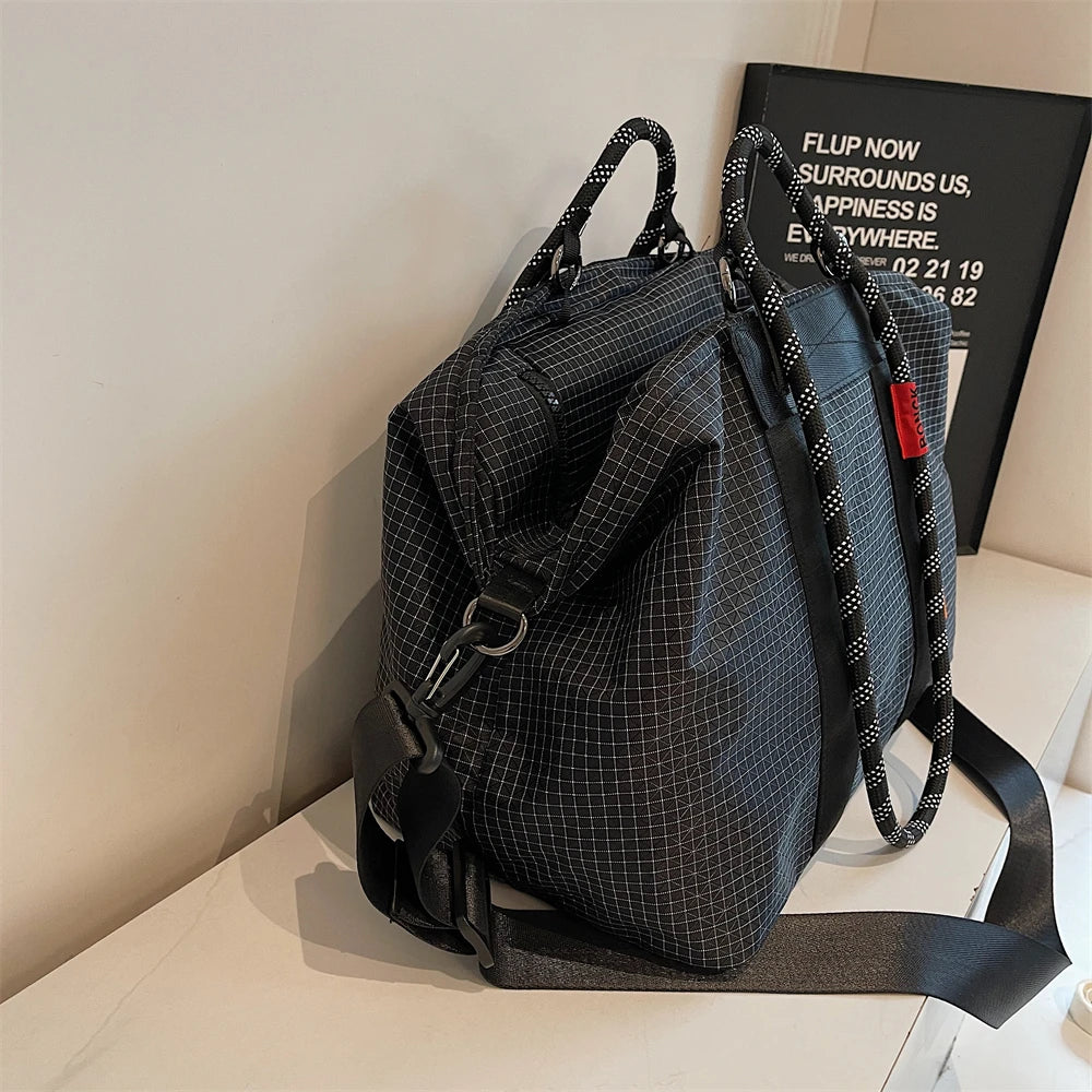 Geometric Design Travelling Shoulder Crossbody Gym Bags For Women Wet and Dry Separated Large Capacity Shopper Handbag For Sport