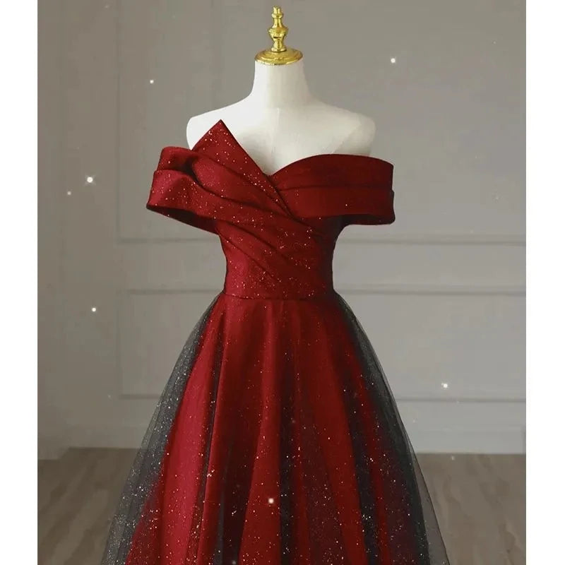 Toasting Dress Bridal Evening Dresses 2026 New Red Wedding Dress High-End Off-shoulder Wedding French Engagement Dress for Women