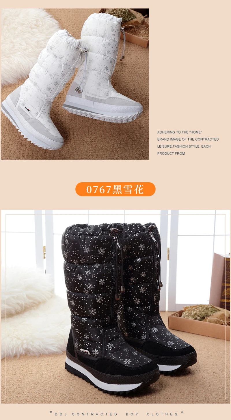 Large-Size Cotton Shoes For Winter Outdoor Thick Warm Cotton Shoes High-Top Snow Boots Winter Wild Plus Velvet Cotton Boots