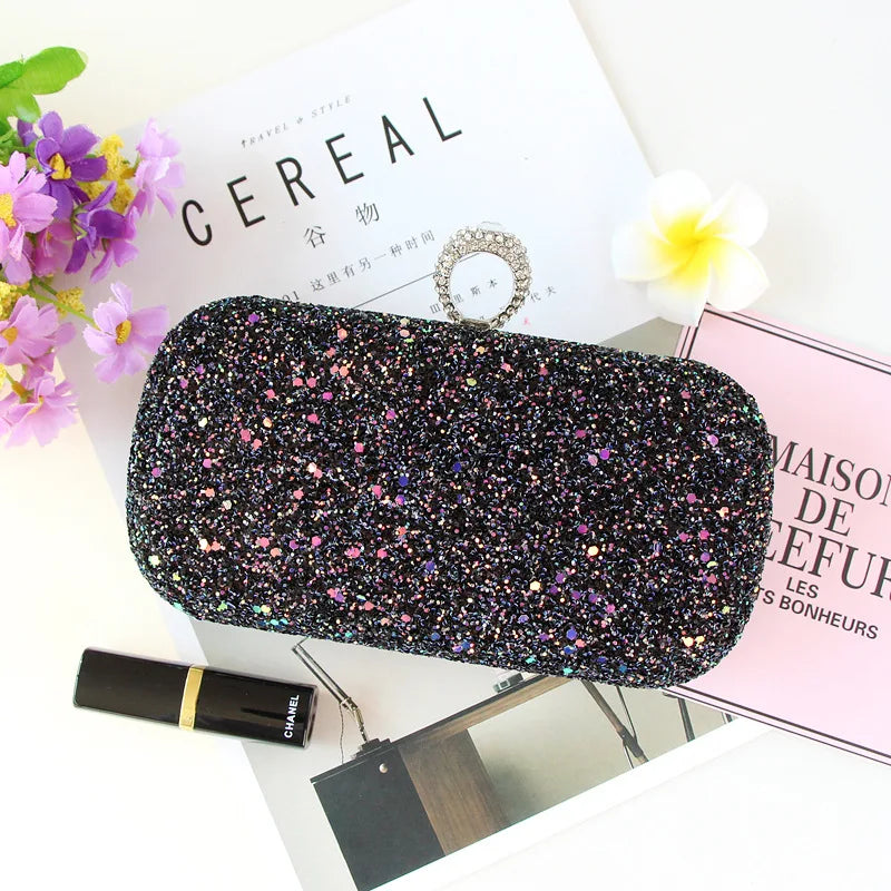 Evening Pink Clutch Designer Bags Women Luxury 2025 Purse Bling Sequins Handbag New Fashion Shoulder Crossbody Small Phone Bag