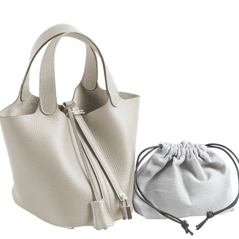 Fashion Classic Womens Bucket Bags Leather Lady Hand Bags High Quality Genuine Leather Luxury Ladies Top Handle Handbags