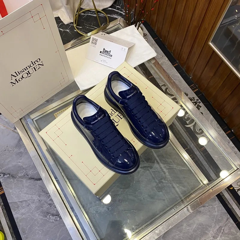 American European Men Casual Shoes Patent Leather Round-toe Platform Loafer Shoes Hip-hop Sports Shoes Outdoor Street Sneakers