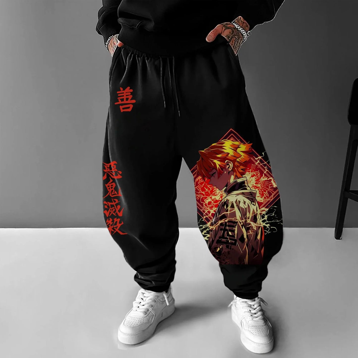 Demon Slayer Anime Men Sweatpants Japanese Cartoon Print Loose Sports Pants Streetwear Casual Hip Hop Autumn Fashion Y2k Clothes