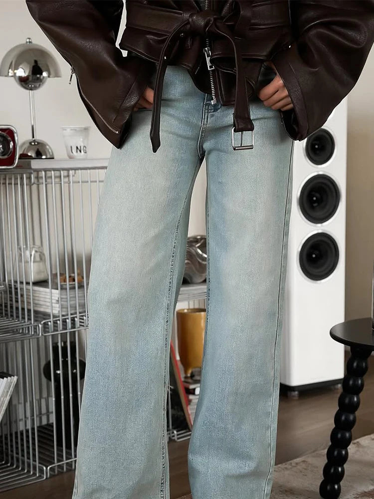Women Chic Brown Leather Jacket With Belt Chic Full Sleeve Laple Zipper Short Coats 2026 Autumn New Ladies Street Biker Jackets