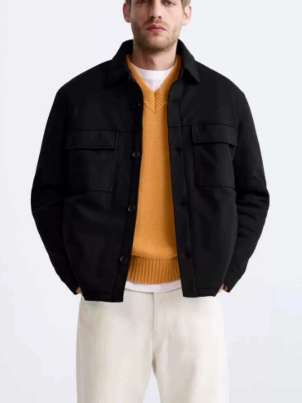 Spring Menswear Texture irt Jaet Multi-ket Workwear Sle Casual Long Sve Collared Outerwear for Middle Youth