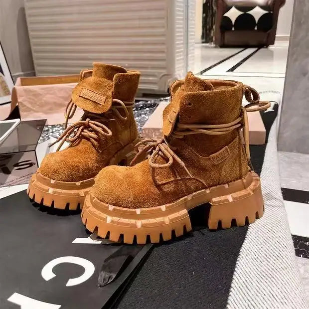 Ankle Boots for Women Designer Flats Platform Shoes Fashion Winter Dress Woman Boots 2025 New Suede Cozy Chelsea Botas De Mujer