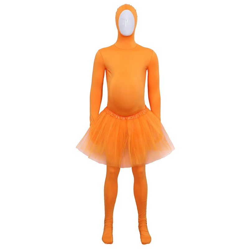 Halloween Costume Spandex Full Body Invisible Suit Orange Solid Color Casual Yellow Mustache and Eyebrow Jumpsuit Costumes 2026