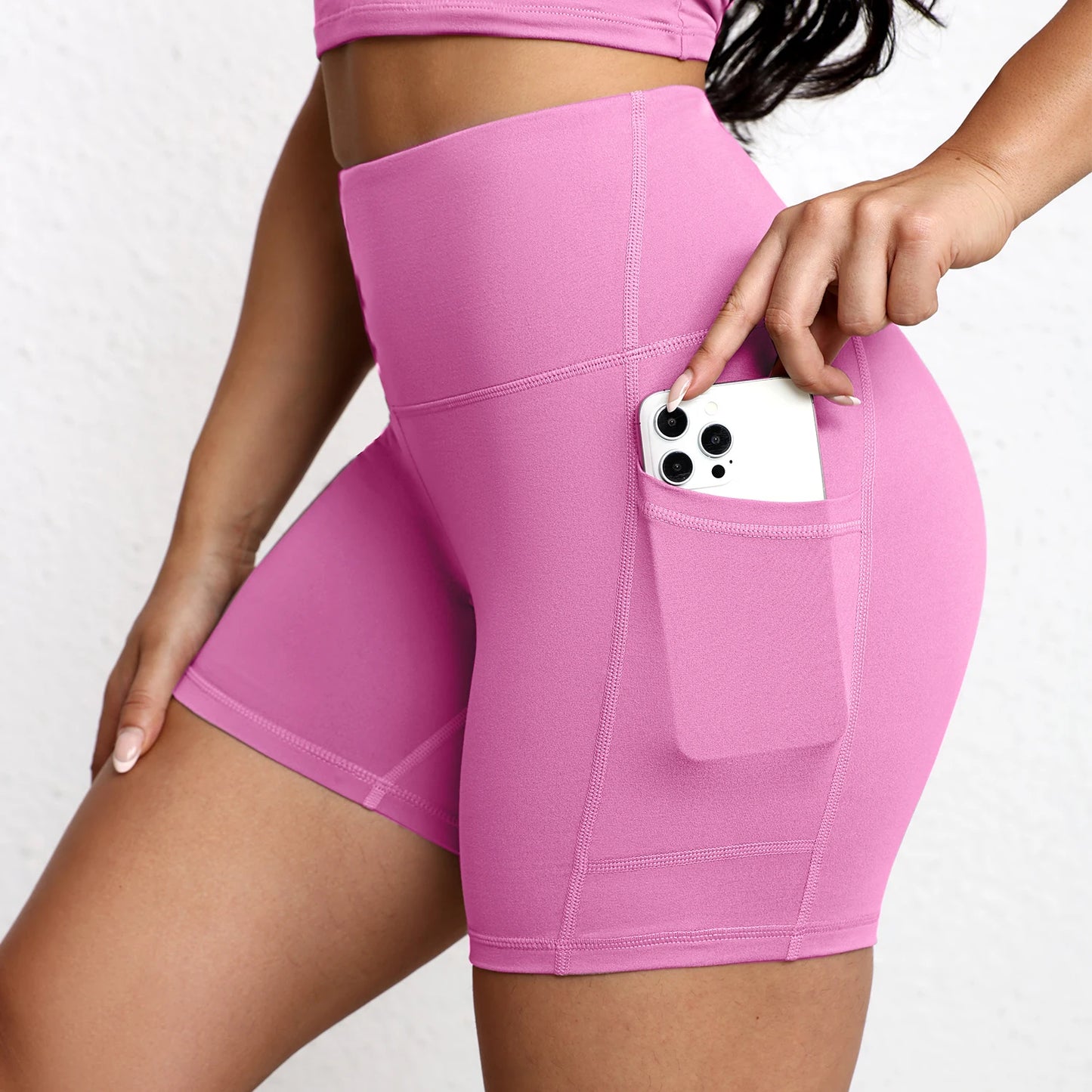 Summer Soft Yoga Shorts With Pocket Buttock Lift Gym Leggings Women High Waist Sports Shorts Women Running Workout Shorts