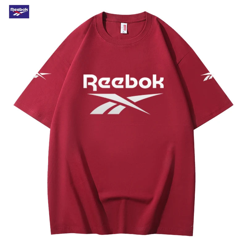 Reebok Summer New Color-Block Short Sleeve - Suitable for Men and Women. Loose and Comfortable. Fashionable Street Style.