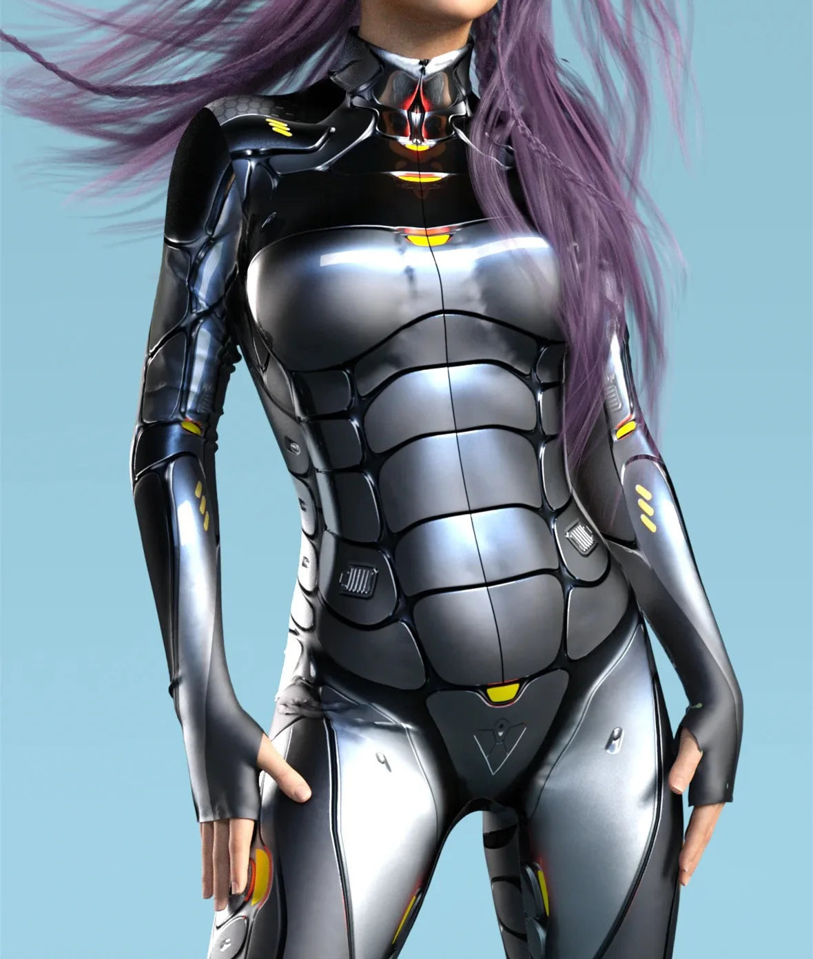 Women's Gothic Y2k Sexy Cool Dark Skull Suit Mechanical Armor Bodysuit Role Play Suit Robot Costume Party Performance Tights