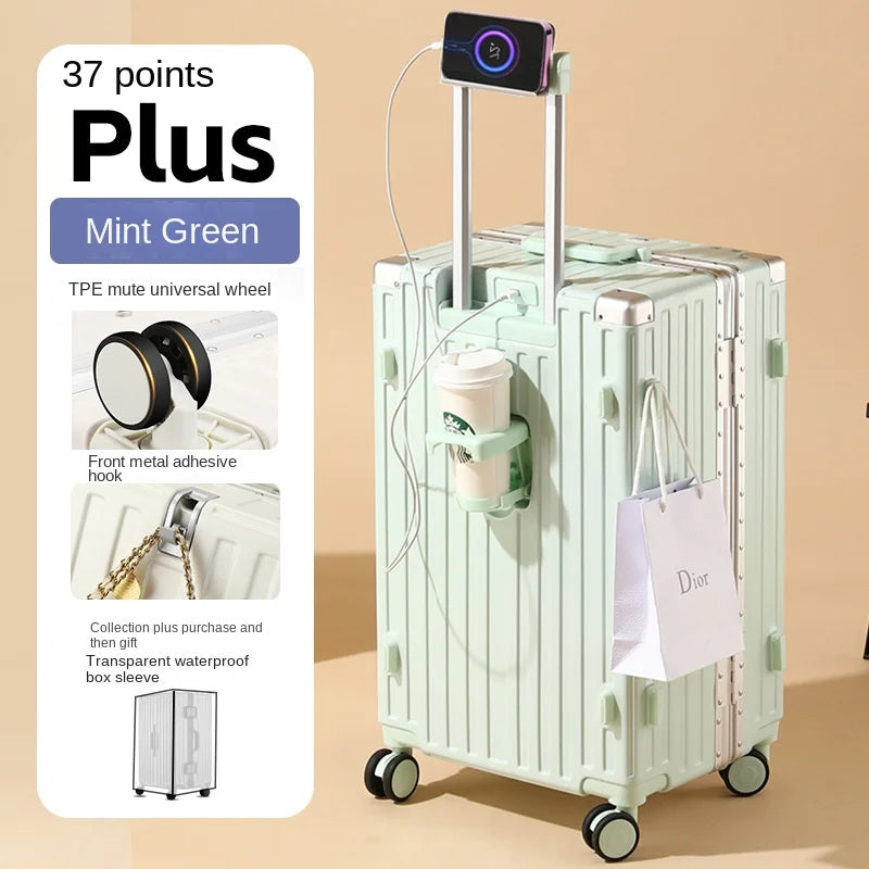 Large Capacity Suitcase 30/32 inchThickened Strong and Durable Aluminium Frame Luggage Trolley Case 20-28 inch Carry-on Suitcase