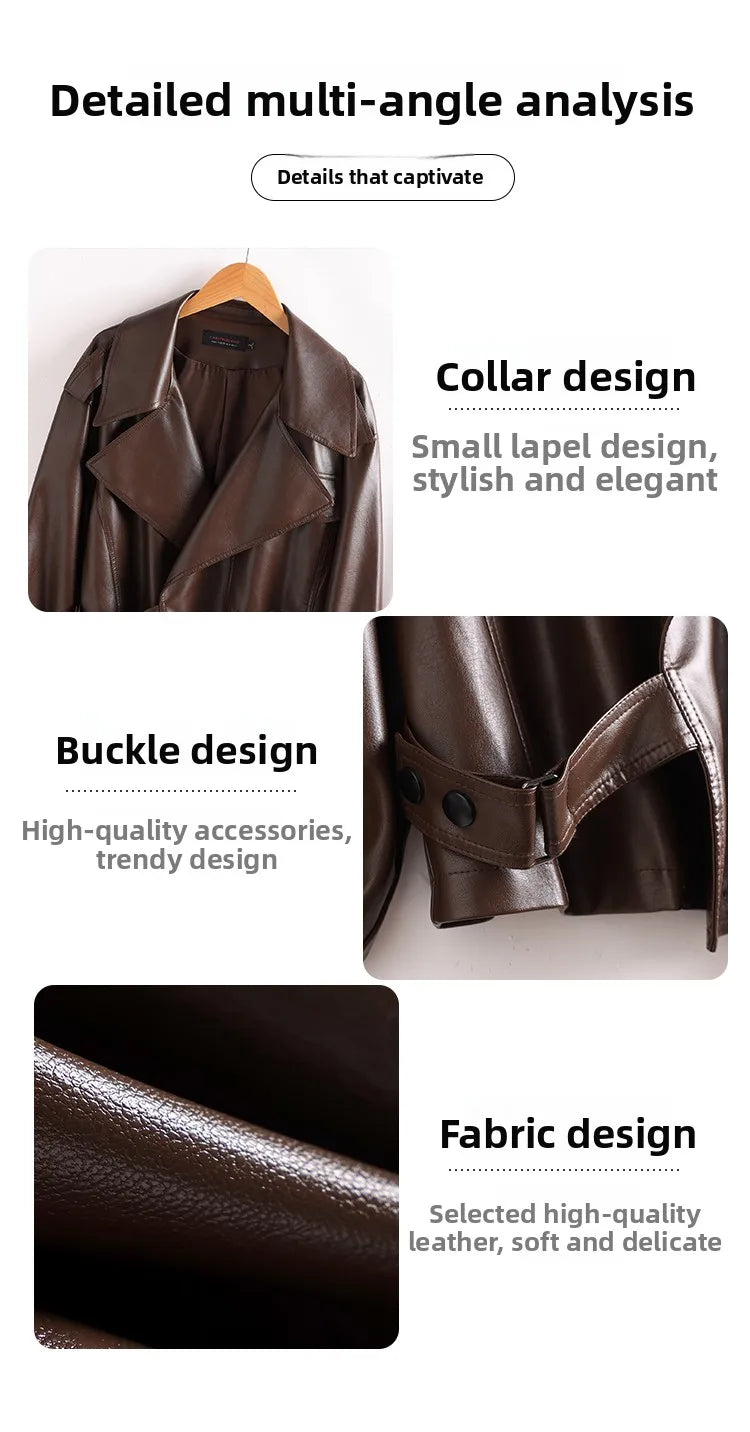 Ning Genuine Leather Jacket Women's Short Style 2026 New Autumn Loose Casual Motorcycle Fashion Sheepskin Coat