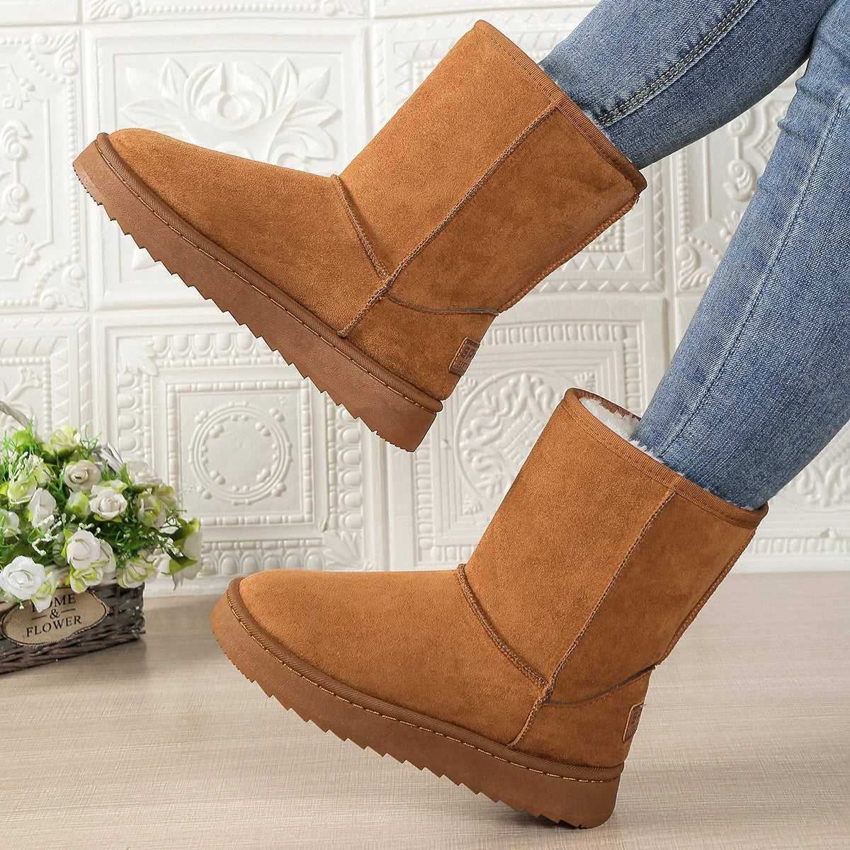 Mid Calf Snow Boots Women Waterproof Warm Platform Boots Large Size Winter Slip On Flat Casual Woman Booties 2026 New fashion