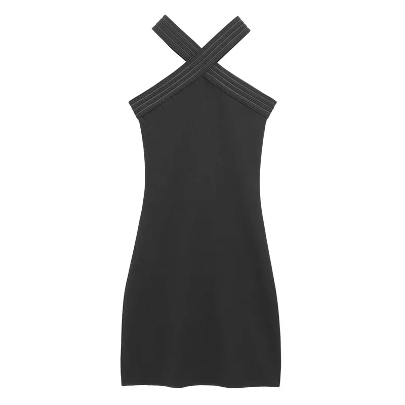 Women's Dress Black Halter Tight Dress Sexy Bodycon Backless Mini Dresses Women 2026Summer New Off Shoulder Beach Party Vestidos