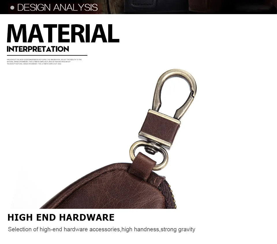 HUMERPAUL Small Key Wallet Men 100% Genuine Leather Car Key Holder Top Quality Zipper Housekeeper Keys Organizer with Coin Purse
