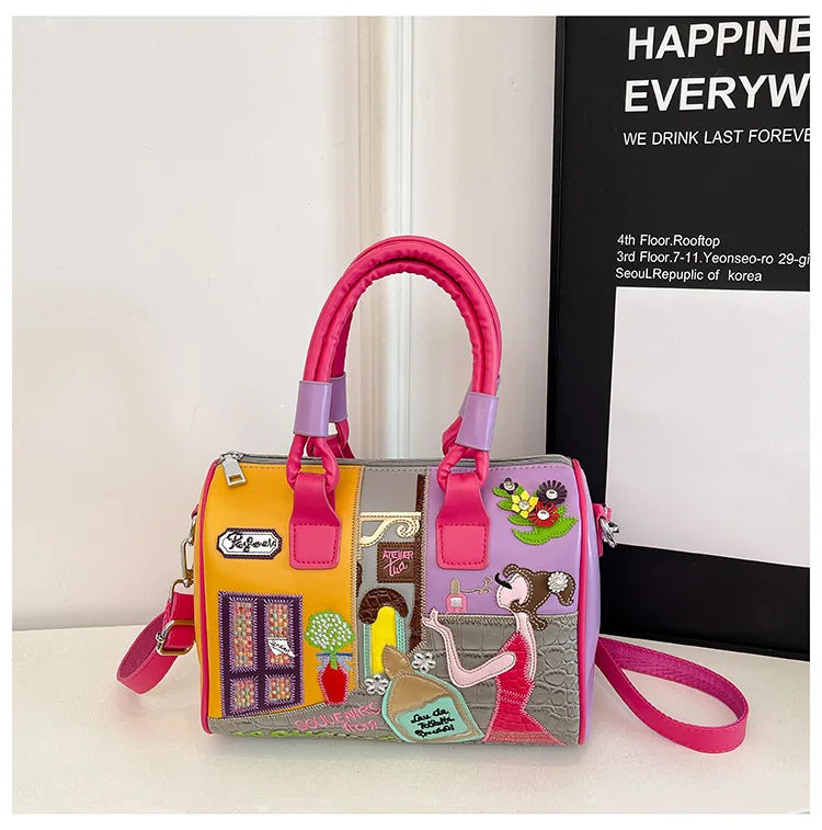 Design Patchwork Zipper 2026 Hot Sale Women's Bags Retro High Quality Women's Bags PU New Personality Stylish Shoulder Bags
