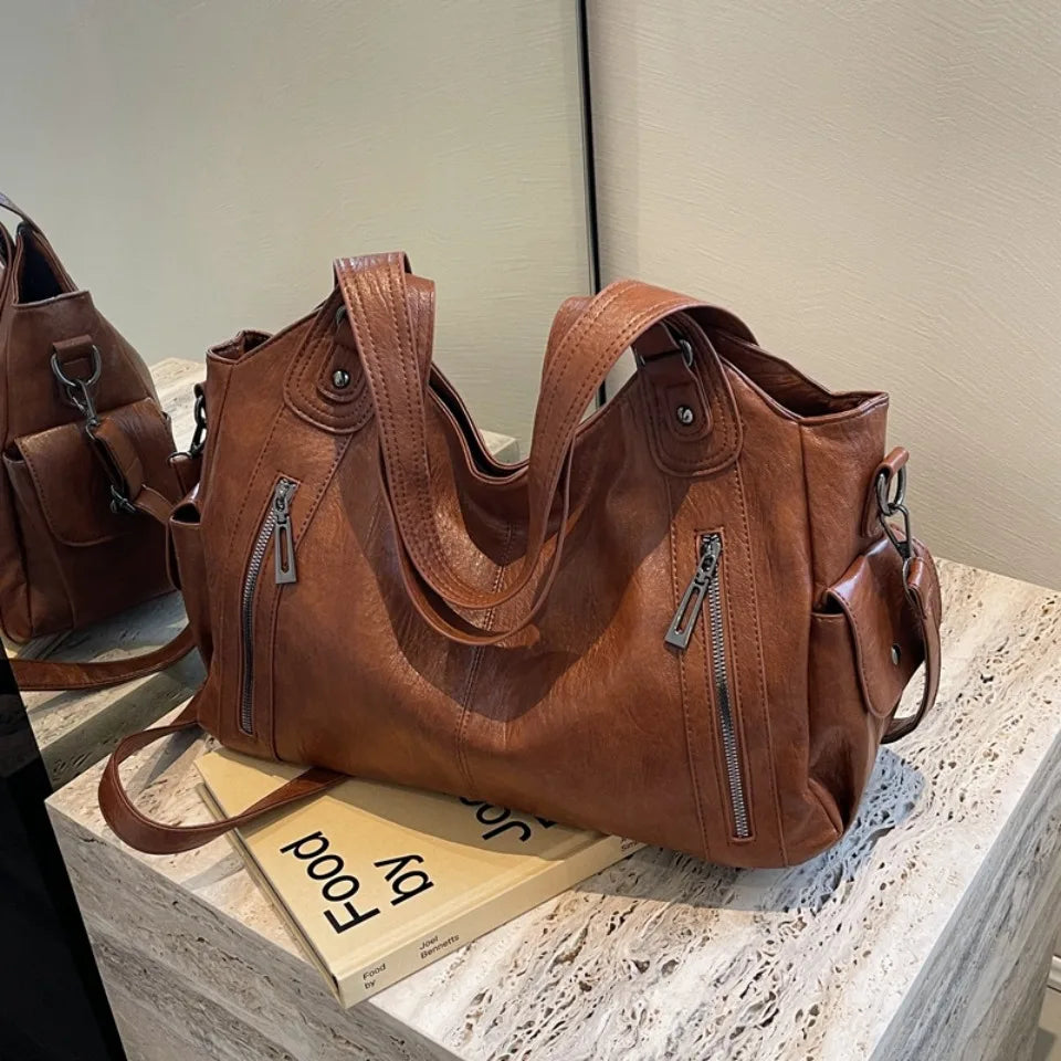 Daily Business Commuting Large Capacity Tote Hand Bags Soft Leather Shoulder Crossbody Bags for Women Handbags Sturdy Durable
