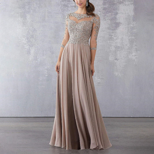 Customized Mother of the Bride Dresses for Weddings Lace Applique Wedding Guest Gowns for Women A Line 3/4 Sleeves Evening Dress