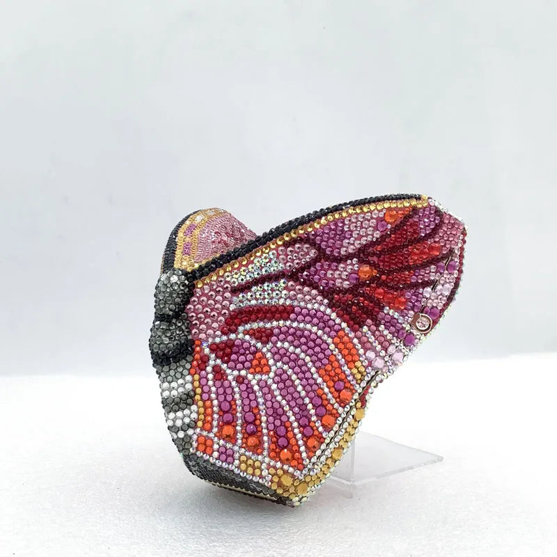 XIYUAN Butterfly Shaped Crystal Evening Bags Women Sparkling Rhinestone Clutch Purse Wedding Party Bridal Handbag Black Diamonds