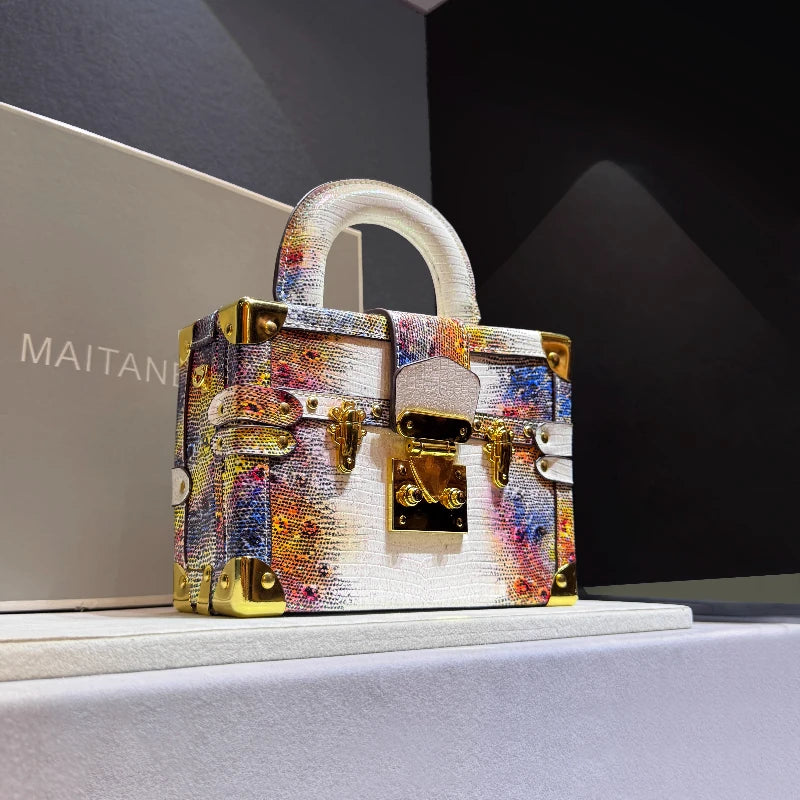 Luxury Brand New Handbag Gradient Color Leather Lizard Pattern Crossbody Box Bags for Women Sac À Main Femme