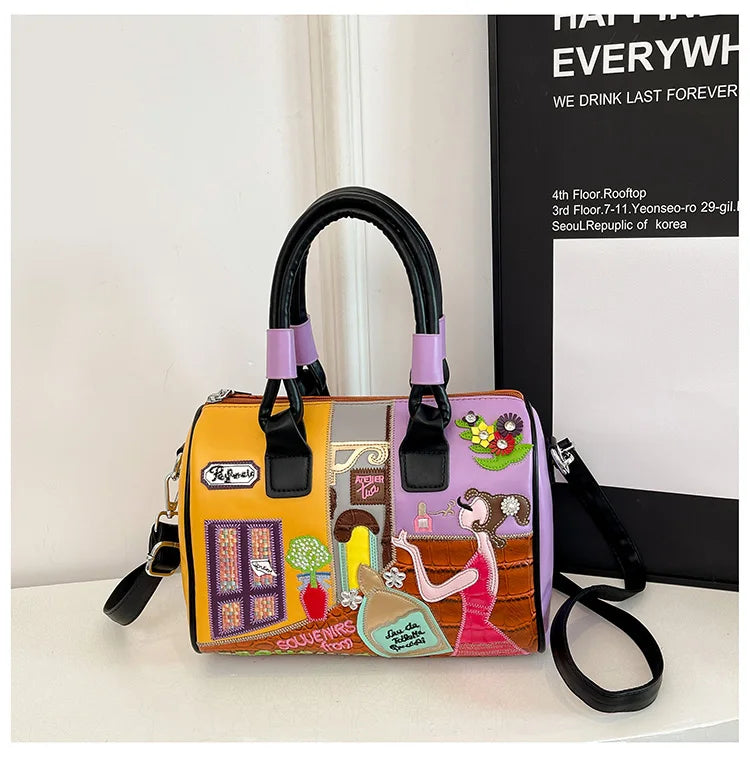 Design Patchwork Zipper 2026 Hot Sale Women's Bags Retro High Quality Women's Bags PU New Personality Stylish Shoulder Bags