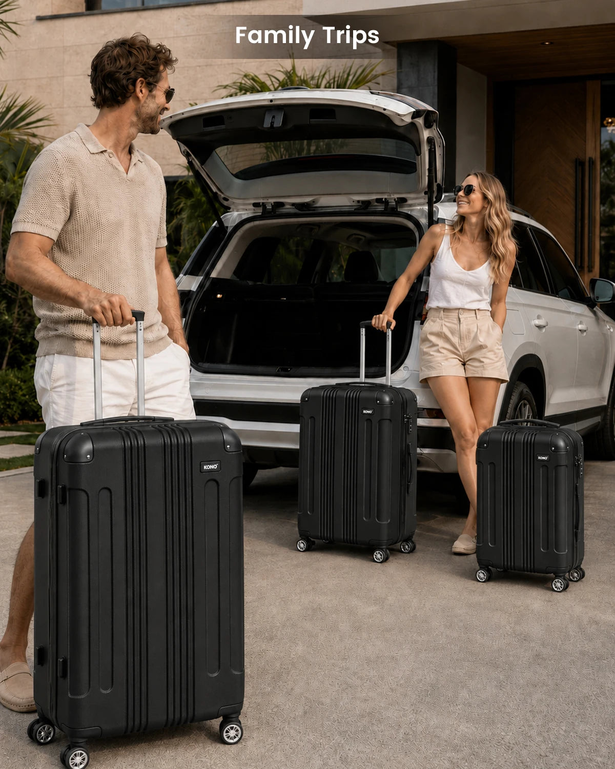Kono Large Hard Shell Luggage 19/24/28 inch Lightweight ABS 4 Wheels Spinner Business Trip Trolley Case Suitcase