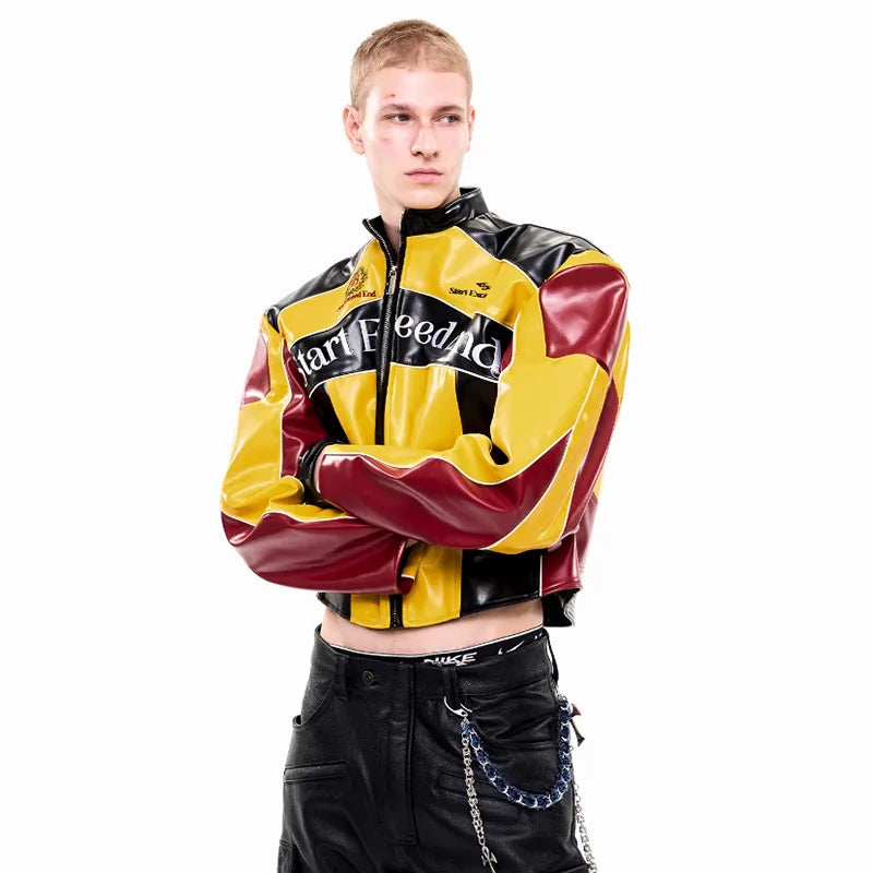 LUZHEN Fashion High Quality Embroidery Pattern Stand Neck Motorcycles Leather Jacket Men's 2025 New Original Short Coat JY4627