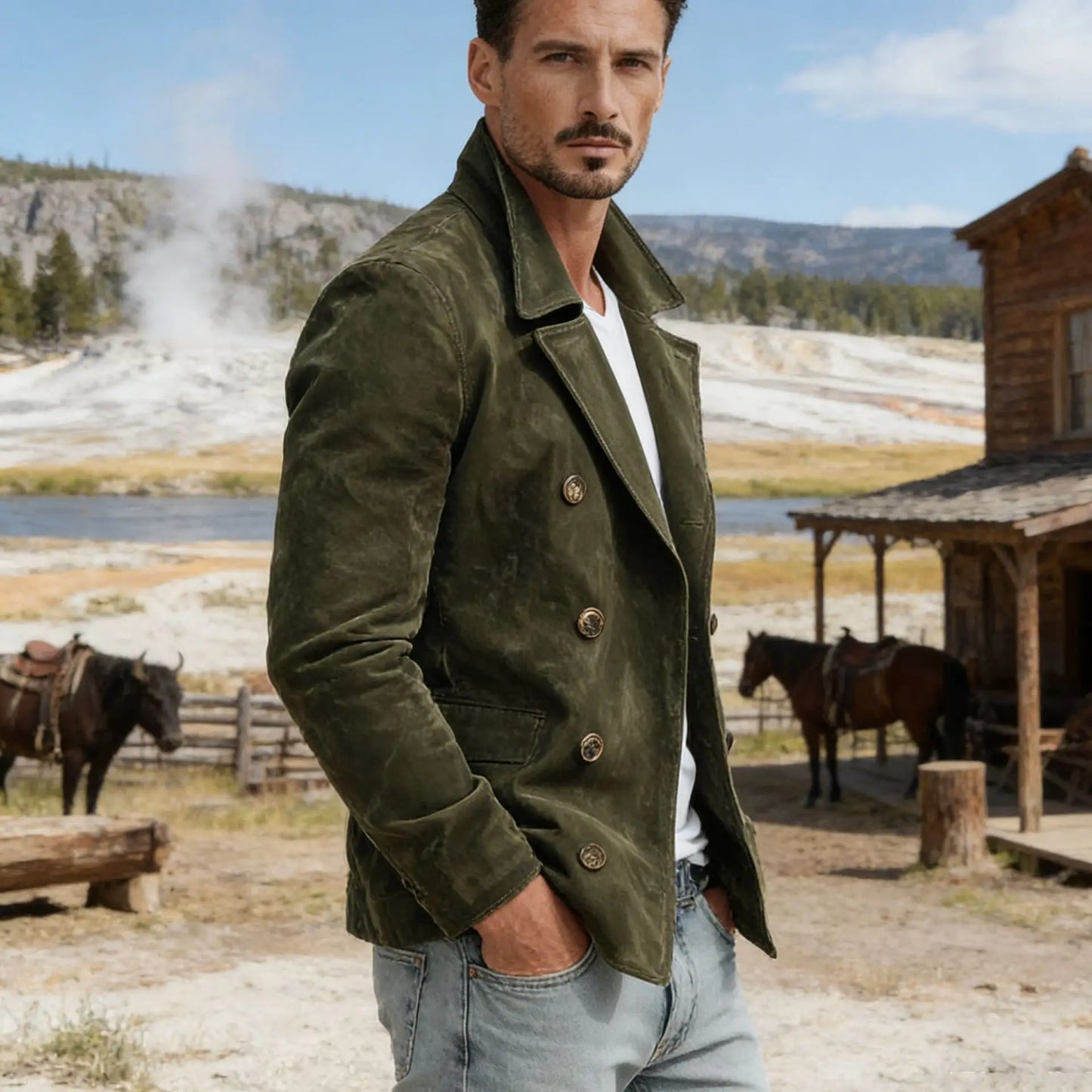 Men Autumn Winter Faux Suede Jacket New Retro Casual Fashion Coat Outdoor Commuting Daily Wear Long Sleeve Outerwear For Male
