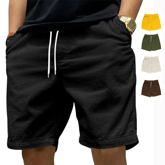 2026 Summer Men Corduroy Shorts Casual Lightweight Loose fit Men's Beach Board Shorts Short Pants Trousers