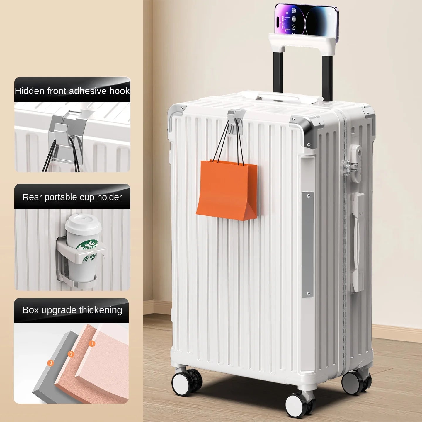 28/30 inch Large-capacity Luggage Lightweight Aluminium Frame Trolley Case 20 inch Can Boarding Zip Model Suitcases on Wheels