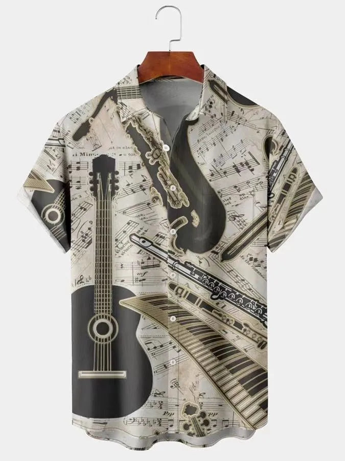 Hawaiian 3D oil painting geometric printing short sleeved top for men's fashionable clothing summer beach vacation casual shirt