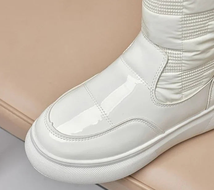 White Half High Waterproof Women's Snow Boots Lace-up Goth Plush Warm Quality on Offer Y2k Padded Large Size Hot Ladies Shoes