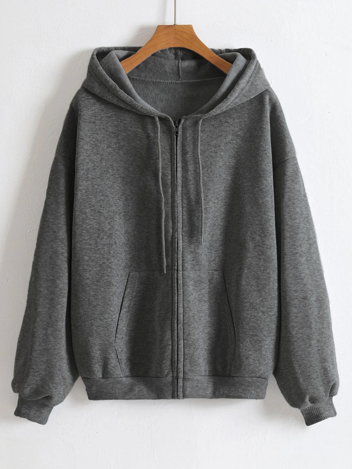 Womens Solid Color Zipper Hoodies Autumn Casual Sportswear Trendy Comfortable Long Sleeved All-Match Pocket Ziop-UP Hoody