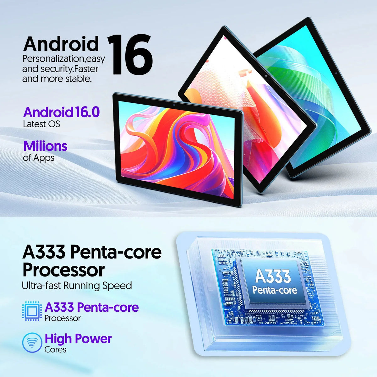 2026 Model Tablet | Brand New Android 16 | 10.0-inch Display | 12GB (3GB+9GB Virtual) RAM + 64GB ROM | Dual Cameras | 6,000mAh