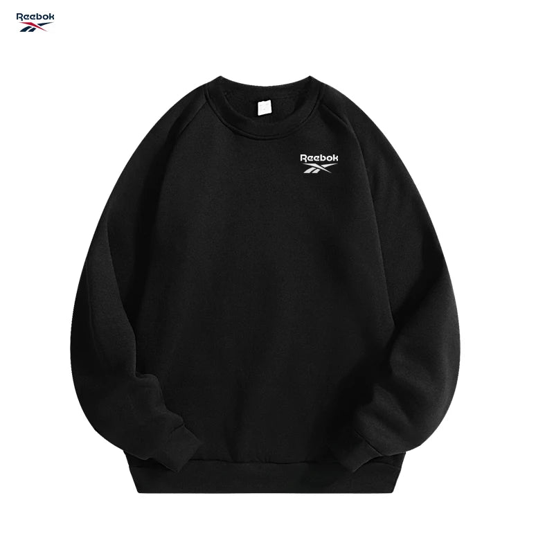 Reebok's New Thick Fabric Men's Simple-Style Sports Shirt - Fashionable Solid Color-Round-Neck Pullover-Fall Evening Casual Top