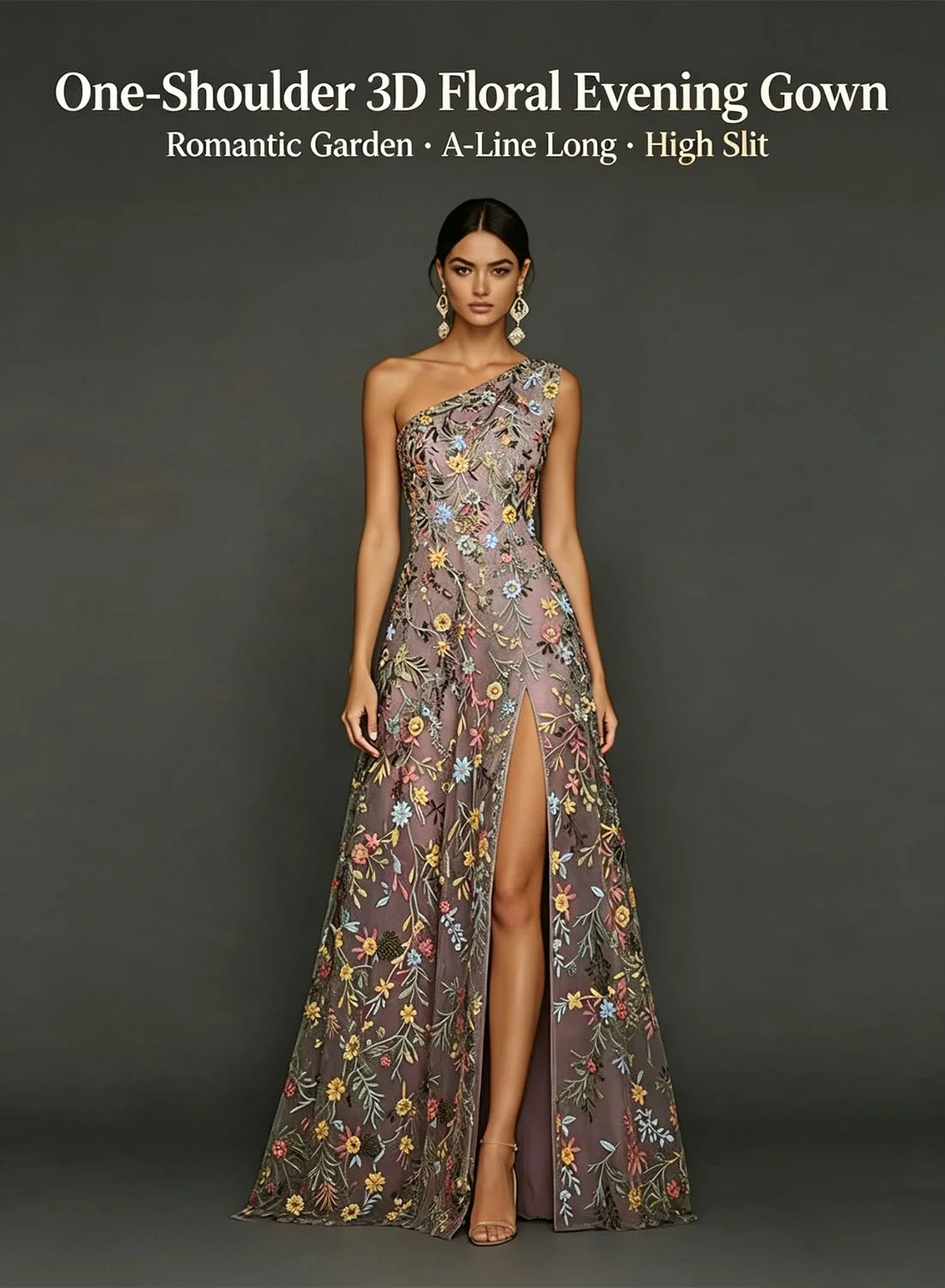 Customized Floral Embroidery Tulle Prom Dress One‑Shoulder Long Formal Evening Gown Backless Wedding Guest Dresses Plus Size