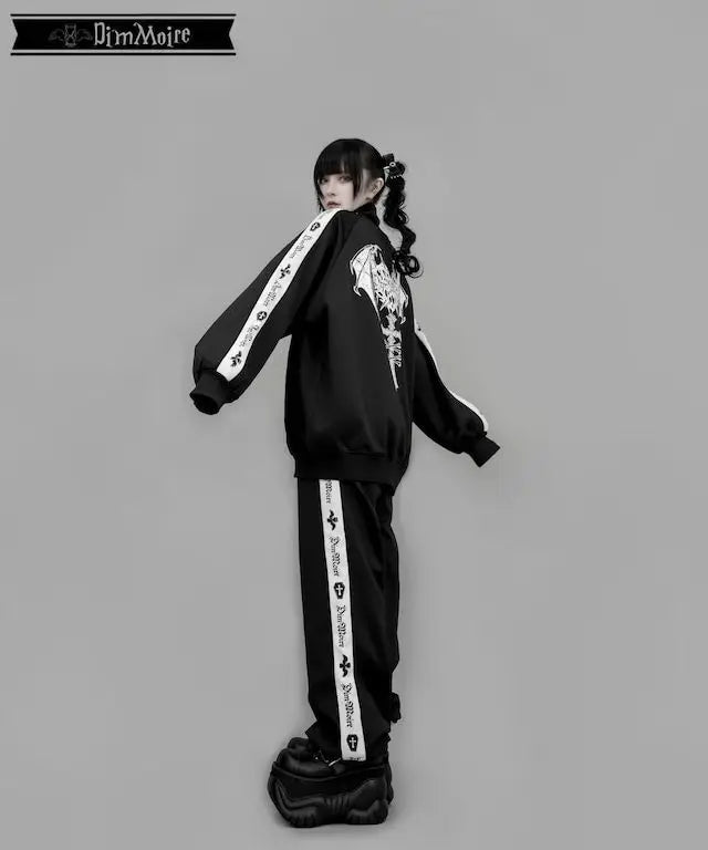 [Olmee] In Stock Jirai Kei Ryousangata Gothic Jacket Coat Outerwear Cosplay Costume Oversized Zipper Bat Cross Halloween Xmas