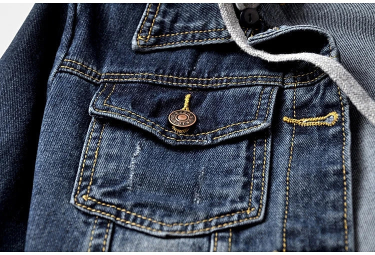 S-5XL Women Denim Jackets Spring Autumn Single-Breasted Detachable Hood Short Jean Jacket All-Match Casual Slim Outerwear