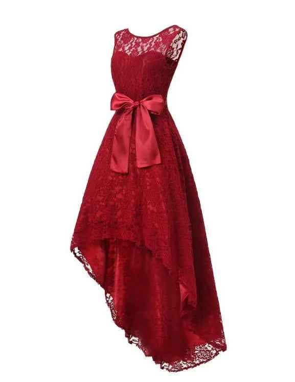 Women's Luxury Wedding Bridesmaid Dresses Elegant Lace Evening Sweet Party Dress Plus Size Slim High Waist Bow Maxi Dresses