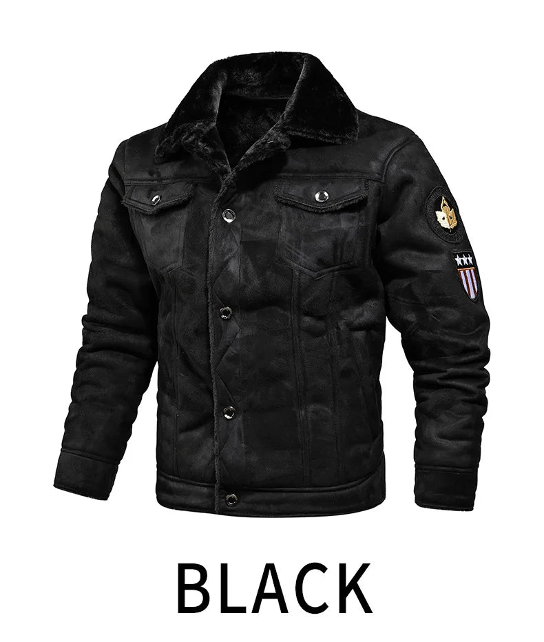 High Quality Leather Jackets Casual Man Winter Fleece Motorcycle Faux Leather Jacket Male Anti-wind Lapel Zipper Jackets Men
