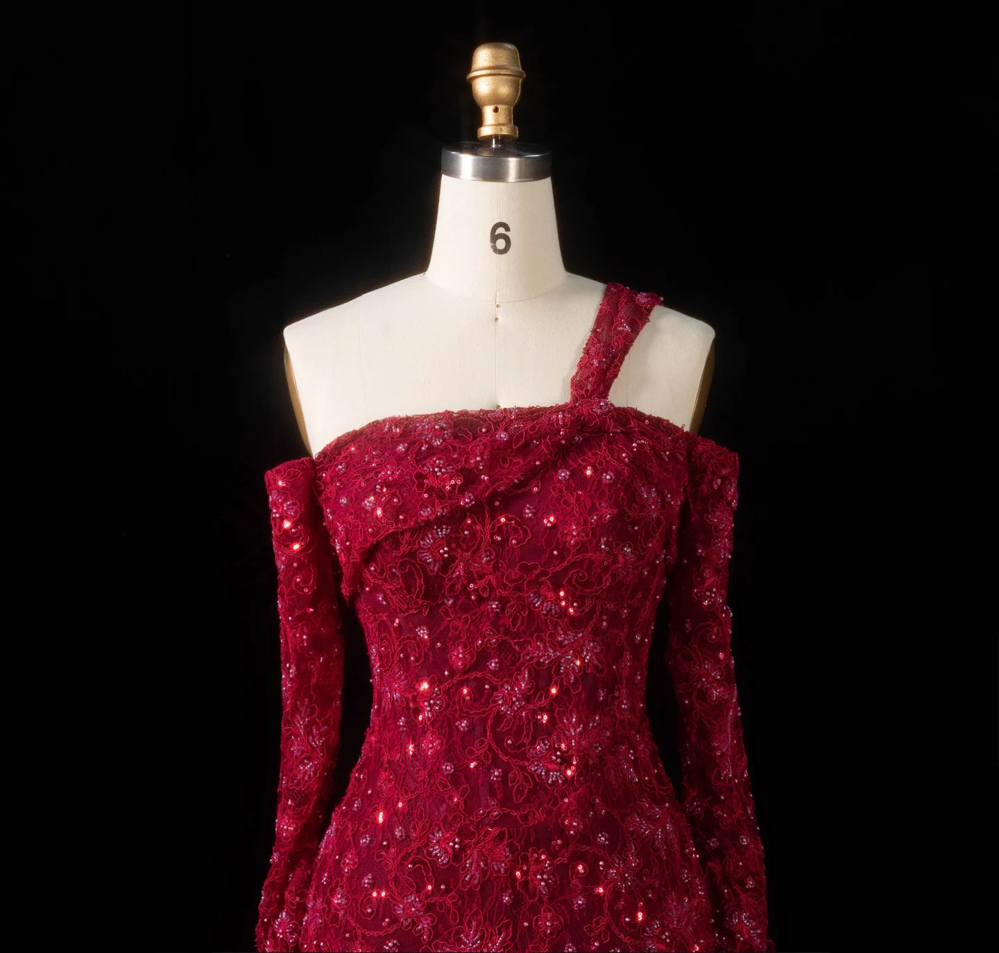 Sharon Said Dubai Elegant Wine Red Mermaid Evening Dress with Heavy Floral Beaded Women Wedding Formal Gown SF459 Customized