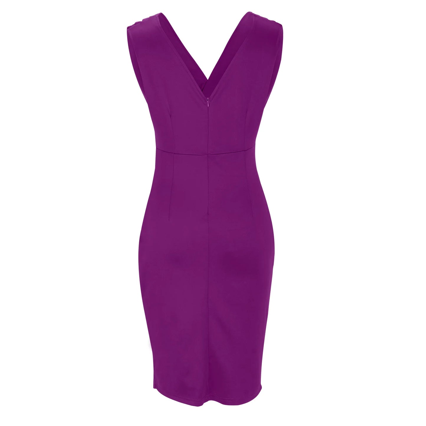 Summer Elegant Women Sexy Casual Sleeveless Office Mini Dress Fashion Solid Color V-neck High Waist Tight Side Split Dresses