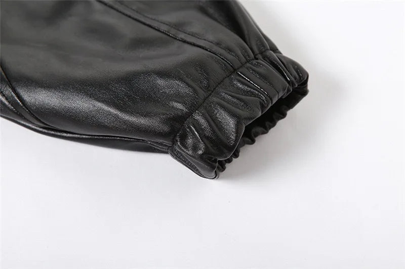 Short Coat Women Leather Jackets Zipper Full Sleeve Solid Streetwear Jacket Turn Down Collar Spliced Casual Coats Autumn 2026