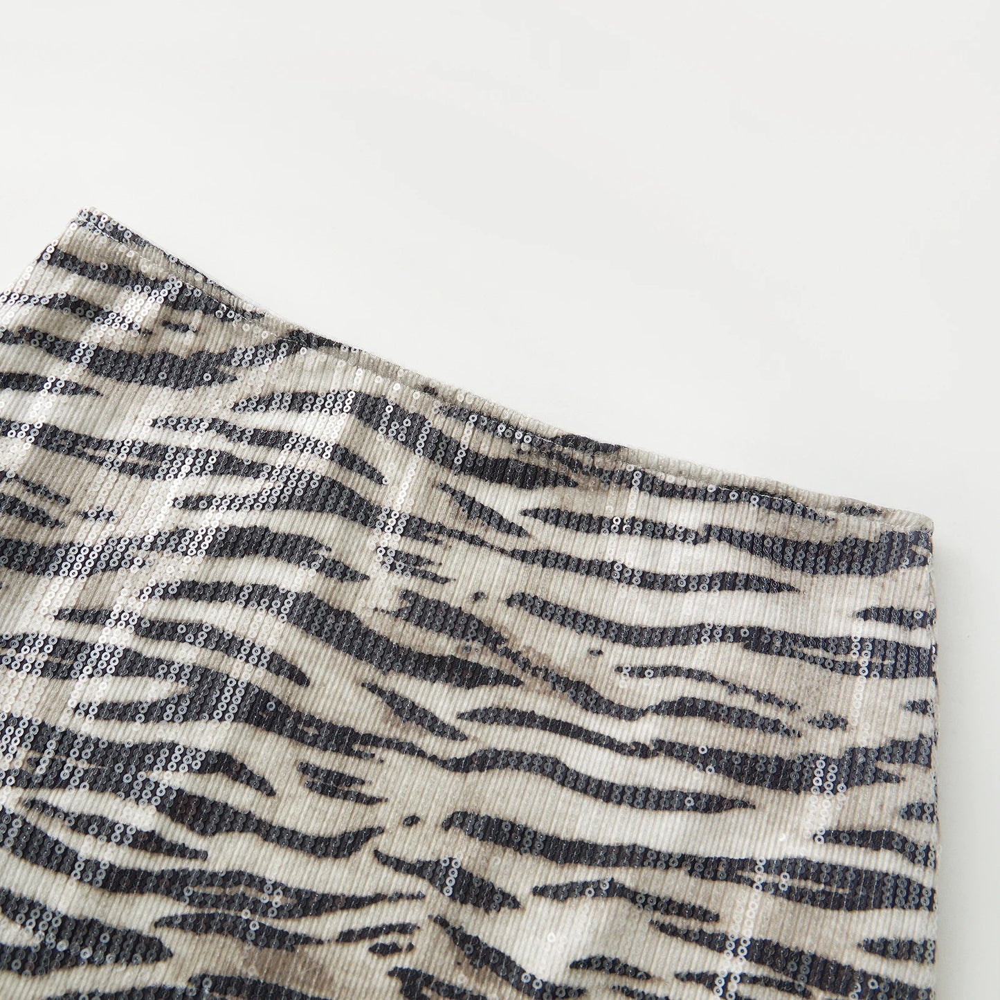 Women's Sparkly Sequin Mini Skirt Zebra Print Bodycon Short Skirt for Party Work